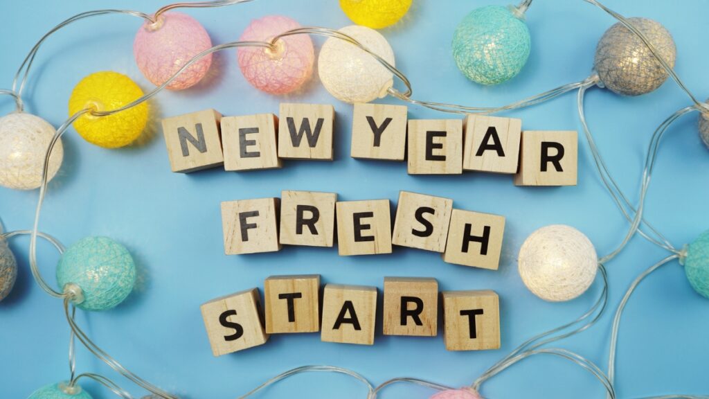 new year fresh start blue