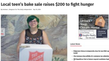 Local teen's bake sale raises $200 iLEAD Online 9.10.2024